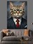 Kedi Iş Adamı Takım Elbise Dekoratif Kanvas - Mdf Ahşap Tablo 5
