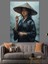 Şapkalı Samuray Kadın Japon Dekoratif Kanvas - Mdf Ahşap Tablo 2