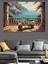 Deniz Manzaralı Terasta Sarı Scooter Motor Dekoratif Kanvas - Mdf Ahşap Tablo 3