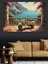 Deniz Manzaralı Terasta Sarı Scooter Motor Dekoratif Kanvas - Mdf Ahşap Tablo 4