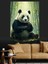 Panda Bambu Ormanı Hayvan Dekoratif Kanvas - Mdf Ahşap Tablo 1