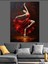 Kırmızı Elbiseli Zarif Dans Dekoratif Kanvas - Mdf Ahşap Tablo 1