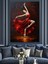 Kırmızı Elbiseli Zarif Dans Dekoratif Kanvas - Mdf Ahşap Tablo 2
