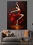 Kırmızı Elbiseli Zarif Dans Dekoratif Kanvas - Mdf Ahşap Tablo 5