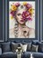 Çiçek Tacı Makyajlı Kadın Dekoratif Kanvas - Mdf Ahşap Tablo 3