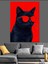 Kırmızı Gözlü Siyah Kedi Dekoratif Kanvas - Mdf Ahşap Tablo 1