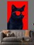 Kırmızı Gözlü Siyah Kedi Dekoratif Kanvas - Mdf Ahşap Tablo 5