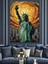 Özgürlük Heykeli Yeşil Renk Dekoratif Kanvas - Mdf Ahşap Tablo 4
