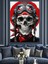 Kasklı Iskelet Kırmızı Gözler Dekoratif Kanvas - Mdf Ahşap Tablo 2
