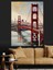 San Francisco Köprüsü Parlak Güneş Dekoratif Kanvas - Mdf Ahşap Tablo 3