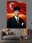 Atatürk Portresi Bayrak Kırmızı Dekoratif Kanvas - Mdf Ahşap Tablo 1