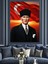 Atatürk Portresi Bayrak Kırmızı Dekoratif Kanvas - Mdf Ahşap Tablo 4