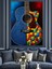 Gitar Mavi Mozaik Sanat Dekoratif Kanvas - Mdf Ahşap Tablo 4
