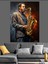 Siyah Beyaz Saksafoncu Adam Dekoratif Kanvas - Mdf Ahşap Tablo 5