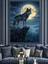 Dolunay Altında Yürüyen Kurt Dekoratif Kanvas - Mdf Ahşap Tablo 5