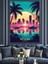 Miami Sahili Palmiyeler Neon Dekoratif Kanvas - Mdf Ahşap Tablo 4