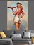 Retro Elbiseli Gülen Pin-Up Dekoratif Kanvas - Mdf Ahşap Tablo 1