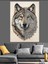Gri Tonlarda Kurt Portresi Dekoratif Kanvas - Mdf Ahşap Tablo 1