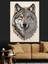 Gri Tonlarda Kurt Portresi Dekoratif Kanvas - Mdf Ahşap Tablo 4