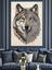 Gri Tonlarda Kurt Portresi Dekoratif Kanvas - Mdf Ahşap Tablo 5