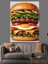 Büyük Suluboya Hamburger Lezzetli Dekoratif Kanvas - Mdf Ahşap Tablo 3