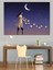 Gökyüzüne Yükselen Kız Yıldızlar ve Hilal Dekoratif Kanvas - Mdf Ahşap Tablo 4