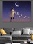 Gökyüzüne Yükselen Kız Yıldızlar ve Hilal Dekoratif Kanvas - Mdf Ahşap Tablo 5