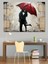 Kırmızı Şemsiyeli Aşıklar Silüeti Dekoratif Kanvas - Mdf Ahşap Tablo 3