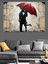 Kırmızı Şemsiyeli Aşıklar Silüeti Dekoratif Kanvas - Mdf Ahşap Tablo 4