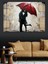 Kırmızı Şemsiyeli Aşıklar Silüeti Dekoratif Kanvas - Mdf Ahşap Tablo 5