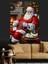 Şömine Başında Noel Baba Dekoratif Kanvas - Mdf Ahşap Tablo 3