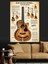 Klasik Gitar ve Parçaları Çizim Dekoratif Kanvas - Mdf Ahşap Tablo 1