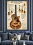 Klasik Gitar ve Parçaları Çizim Dekoratif Kanvas - Mdf Ahşap Tablo 2