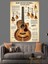 Klasik Gitar ve Parçaları Çizim Dekoratif Kanvas - Mdf Ahşap Tablo 4