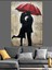 Yağmurda Şemsiyeli Aşık Çift Dekoratif Kanvas - Mdf Ahşap Tablo 4