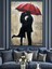Yağmurda Şemsiyeli Aşık Çift Dekoratif Kanvas - Mdf Ahşap Tablo 5