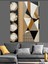 Kahverengi Altın Geometrik Desen Dekoratif Kanvas - Mdf Ahşap Tablo 3
