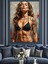 Dövme Kaslı Çekici Kadın Dekoratif Kanvas - Mdf Ahşap Tablo 4