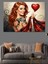 Kırmızı Saçlı Kadın Kalp Tutuyor Dekoratif Kanvas - Mdf Ahşap Tablo 1