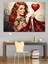 Kırmızı Saçlı Kadın Kalp Tutuyor Dekoratif Kanvas - Mdf Ahşap Tablo 2