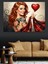 Kırmızı Saçlı Kadın Kalp Tutuyor Dekoratif Kanvas - Mdf Ahşap Tablo 4