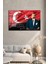 Atatürk Portre ve Türk Bayrağı Yatay Cam Tablo, Modern Duvar Dekoru , Kurum Ofis Iş Hediyelik Tablo 2