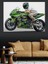 Yeşil Spor Motosikletli Motorcu Dekoratif Kanvas - Mdf Ahşap Tablo 1