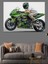 Yeşil Spor Motosikletli Motorcu Dekoratif Kanvas - Mdf Ahşap Tablo 3