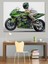 Yeşil Spor Motosikletli Motorcu Dekoratif Kanvas - Mdf Ahşap Tablo 4