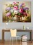 Vintage Vazo Içindeki Renkli Çiçekler Romantik Dekoratif Kanvas - Mdf Ahşap Tablo 1