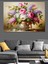 Vintage Vazo Içindeki Renkli Çiçekler Romantik Dekoratif Kanvas - Mdf Ahşap Tablo 2