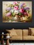 Vintage Vazo Içindeki Renkli Çiçekler Romantik Dekoratif Kanvas - Mdf Ahşap Tablo 3