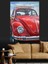 Kırmızı Volkswagen Klasik Araba Dekoratif Kanvas - Mdf Ahşap Tablo 4
