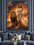 Aslan Kadın Gece Manzarası Dekoratif Kanvas - Mdf Ahşap Tablo 4